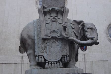 A closeup of Bernini's "The Elephant and the Obelisk" before it was damaged.