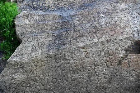 The indecipherable text carved in a rock found in the Brittany village of Plougastel-Daoulas.