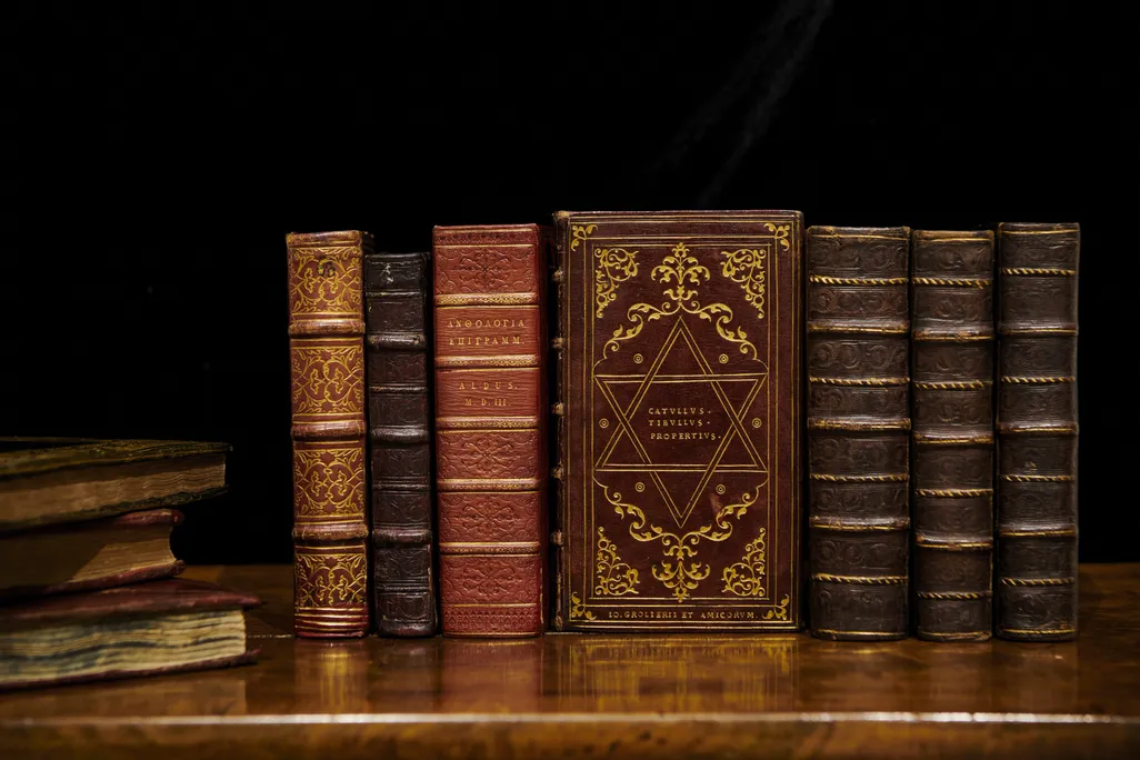 Several beautiful books next to each other on a shelf