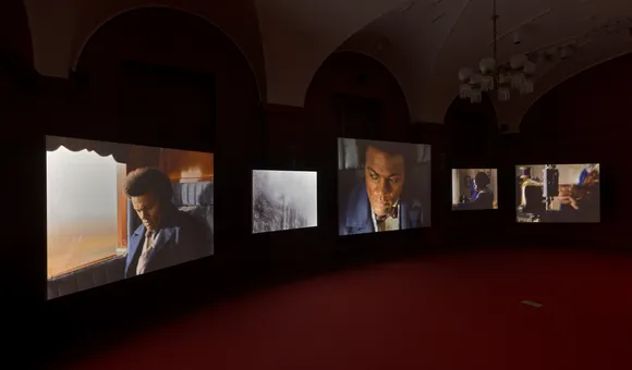 Five screen video installation