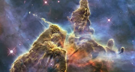 A budding star spits out jets of superheated gas and dust in the Carina Nebula