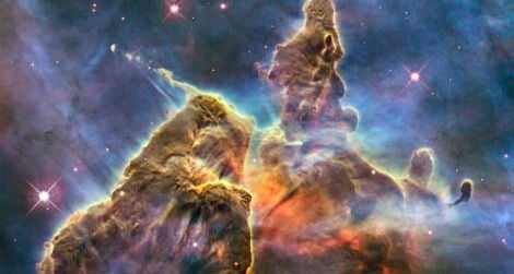 A budding star spits out jets of superheated gas and dust in the Carina Nebula