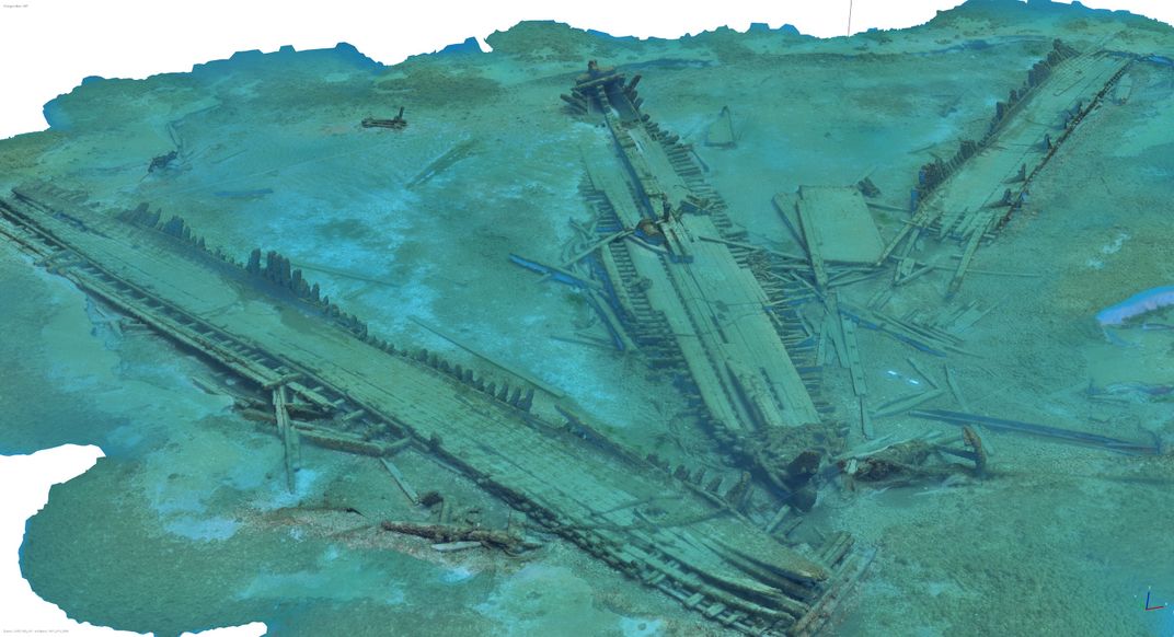 Rendering of 3D model of shipwreck