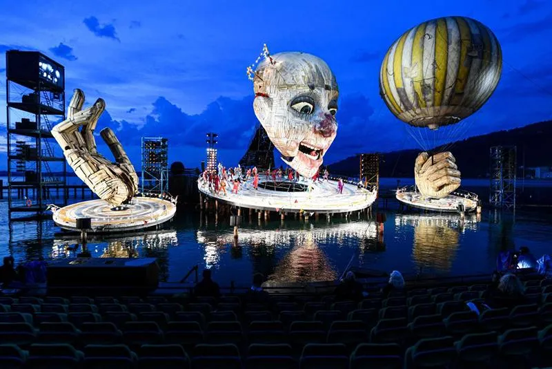 There's a Massive Jester Floating on Austria's Lake Constance