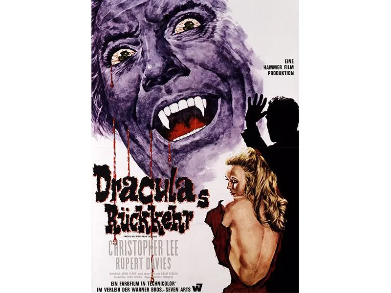 A poster for the 1968 German release of Dracula Has Risen From the Grave