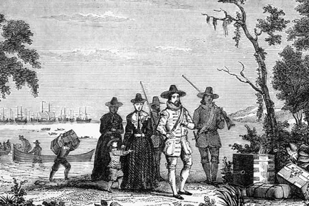 Puritan leader John Winthrop arrives in the Massachusetts Bay Colony.