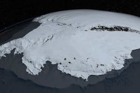 Here’s Antarctica as we know it today, a land of vast ice sheets.