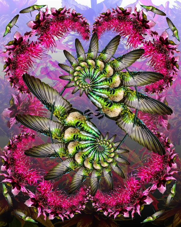 Hummingbirds with Bee Balm thumbnail