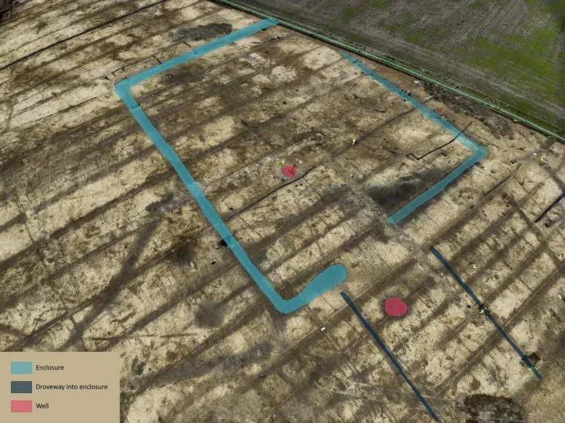 excavation site with highlighted enclosure