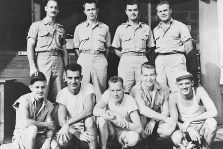 The Enola Gay crew (Van Kirk is standing, second from left).