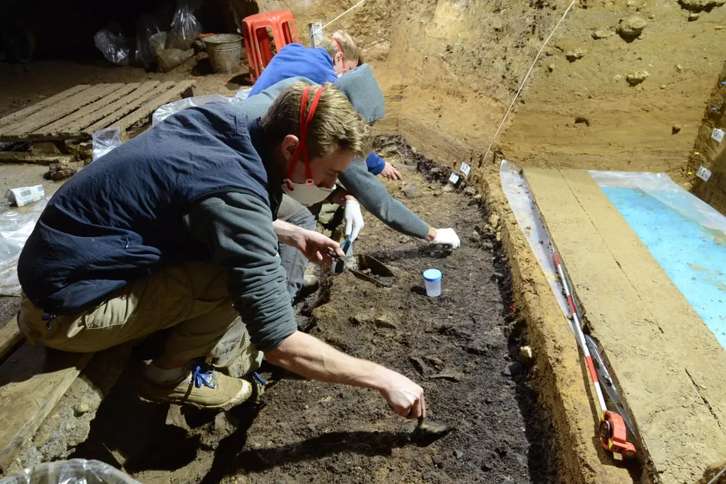 Archaeologist in Bulgarian cave
