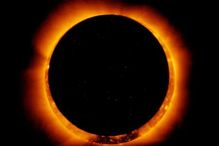 NASA's Earth-orbiting satellite Hinode observes the 2011 annual solar eclipse from space. 