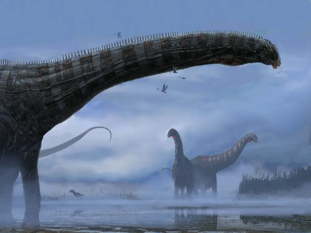 An illustration of a group of sauropods