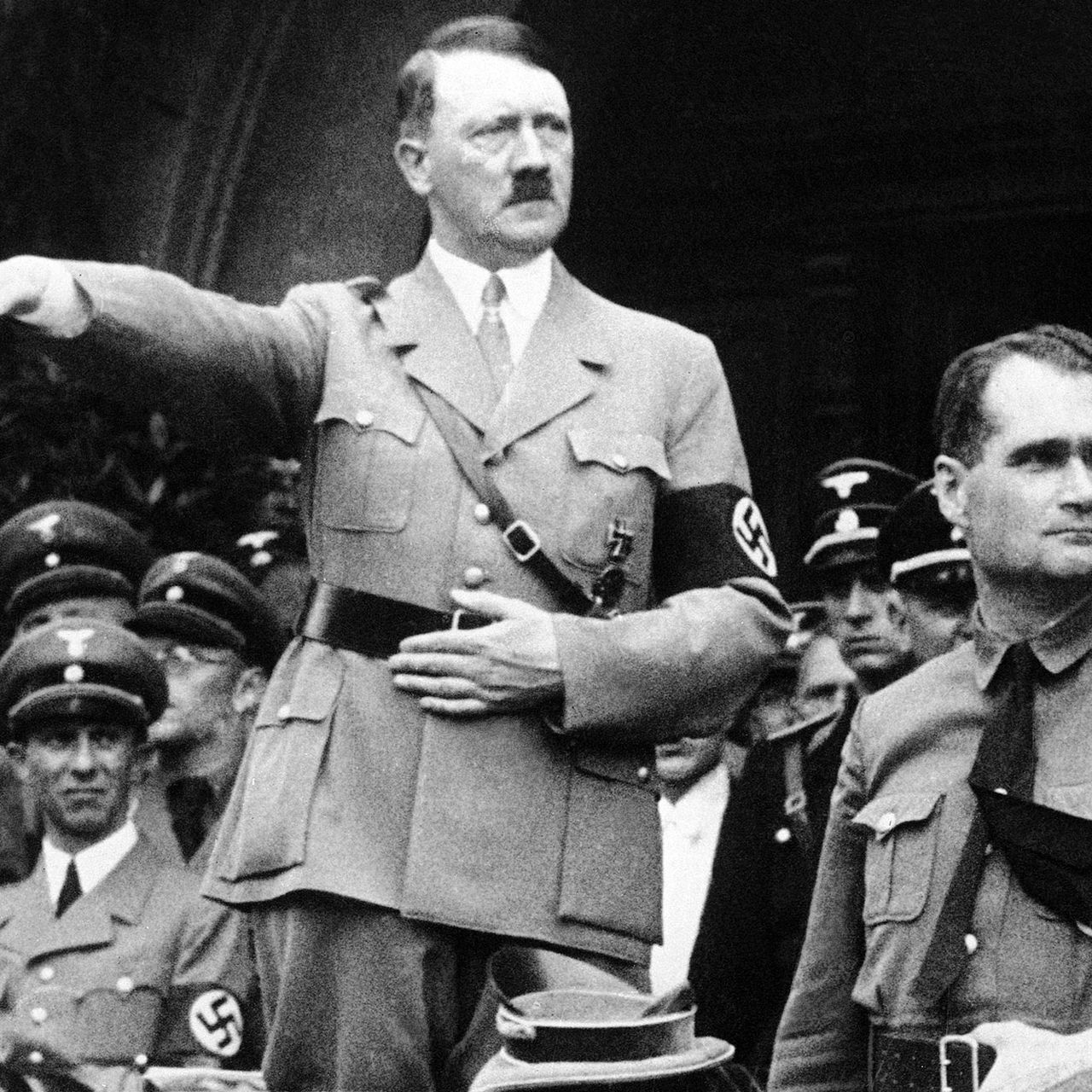Rudolf Hess Saluting Adolf Hitler At His Arrival To The