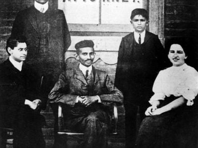 Mohanda Gandhi, center, spent years living in South Africa where he worked as a lawyer.