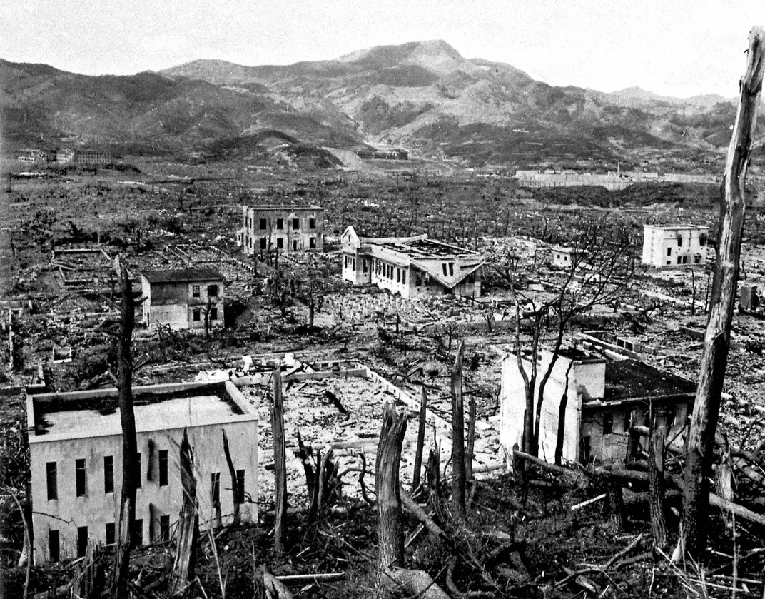 Nagasaki, as seen in the aftermath of the August 9 bombing