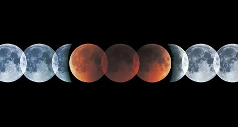A lunar eclipse turns the moon reddish brown