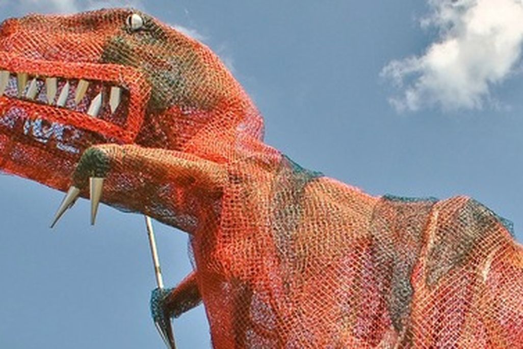 Recyclosaurus rex, seen outside the Museum of Science and Industry in Tampa, Florida.