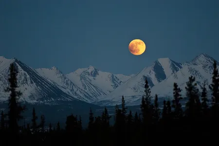 A full moon rises in Denali National Park and Preserve in Alaska.&nbsp;The full moon this week is the closest one of the year.