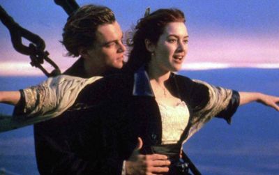 Leonardo DiCaprio and Kate Winslet in James Cameron's Titanic.