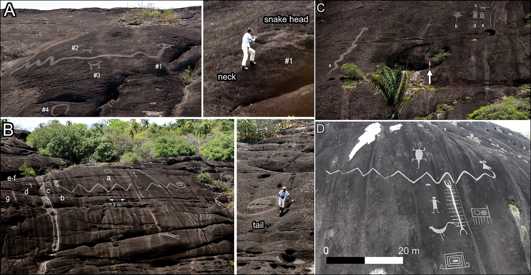 Six photographs of engravings the team found