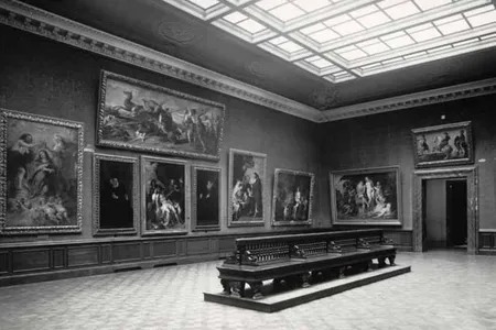 A photograph taken in 1926 depicting paintings by Peter Paul Rubens that likely burned in a fire in 1945