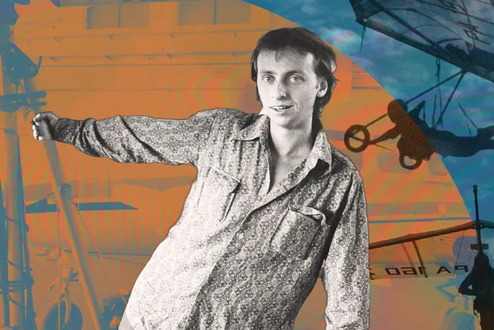 An illustration of Ivo Zdarsky and his flying machine