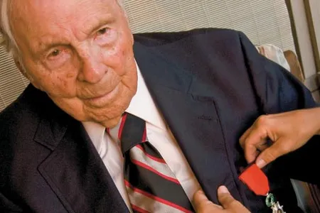 At age 107, Frank Buckles proudly wears the French Legion of Honor medal, one of many honors to have come his way lately.