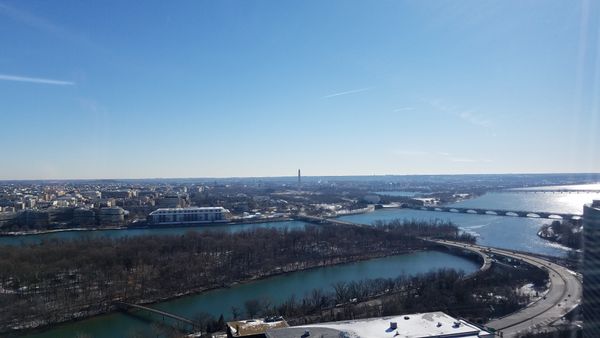 overview of DC Potomac riverfront and monuments in winter thumbnail