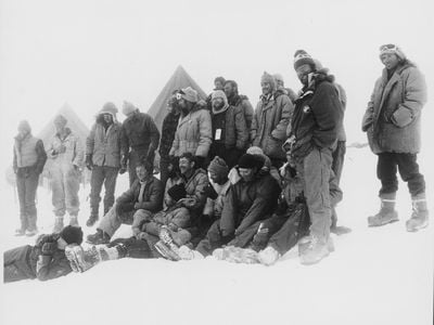 A recovery crew on the site of the 1979 Mt. Erebus crash. 