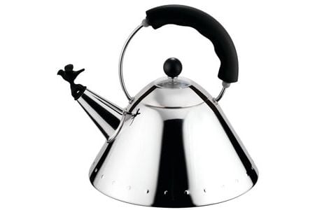 The whimsical Alessi bird whistle tea kettle, designed by architect Michael Graves in 1985, is the company's best-selling item of all time.