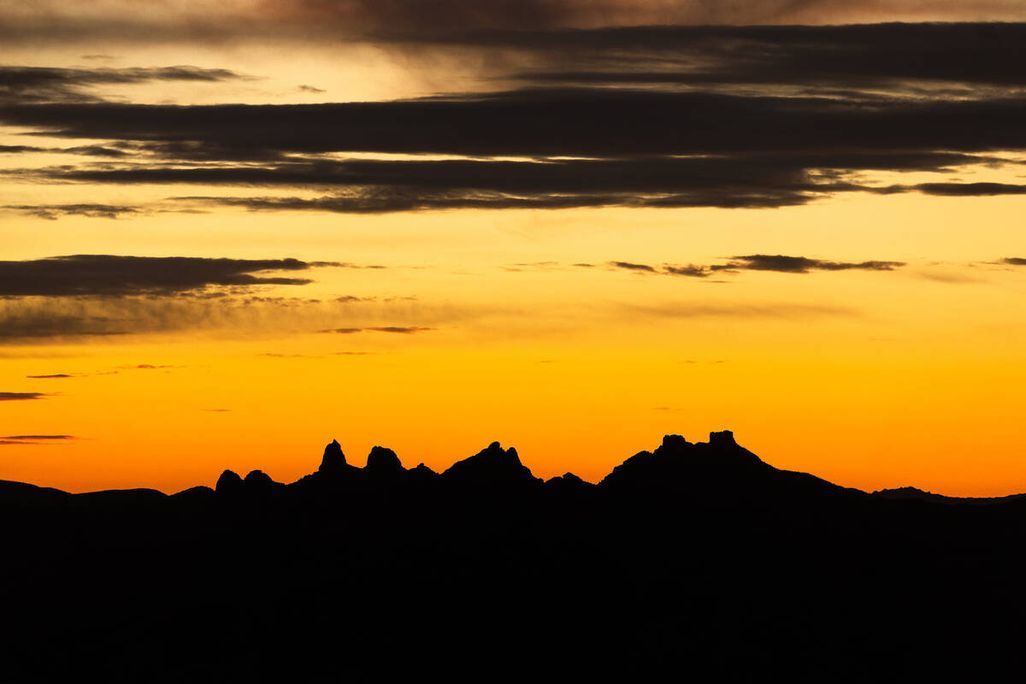 Sunset with silhouette of mountains