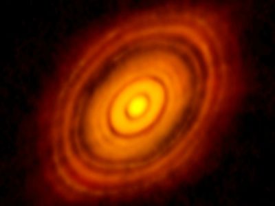Planets are forming around the star HL Tau in this image taken by astronomers at ALMA.