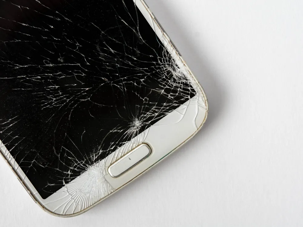 a shattered smartphone