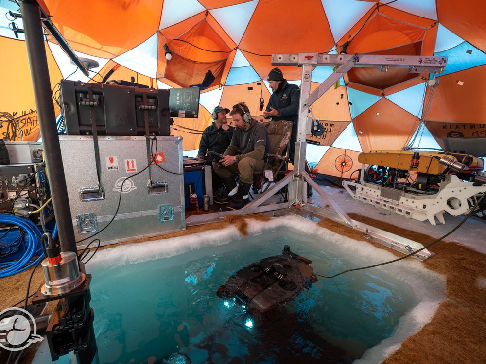 Archaeologists operating a remotely operated vehicle at the site of HMS Erebus