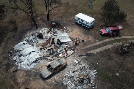 Wildfires destroyed around two-thirds of the homes in Nerrigundah, New South Wales.