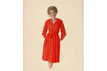 Nancy Reagan by Aaron Shikler, essence of oil on paper, 1984–85. 
