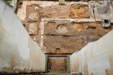L-shaped foundations of the medieval Great Sacristy, as seen from the roof of Westminster Abbey
