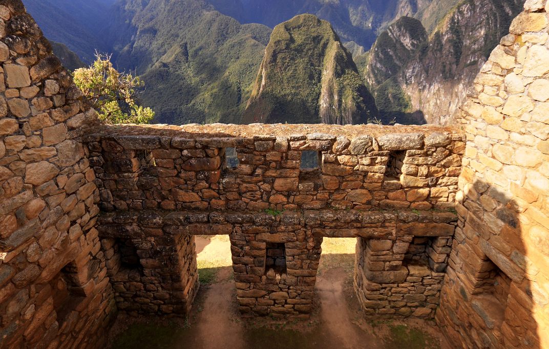 Interior view of Inca building at Machu Picchu