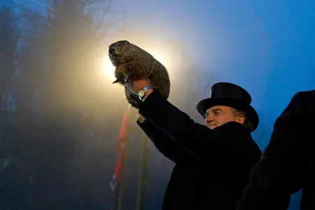 At Gobbler’s Knob, Punxsutawney Phil is proudly lifted like  Simba high overhead by his top-hatted Groundhog Club handler. Will it be six more weeks of winter or an early spring? Only the groundhog knows.