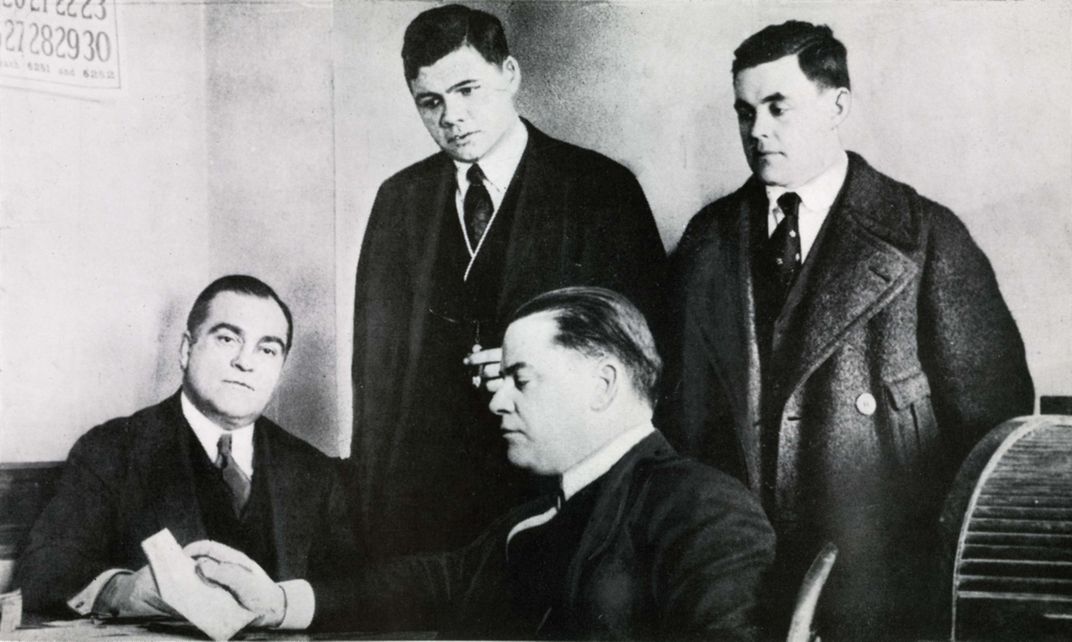 Ed Barrow, Harry Frazee, Babe Ruth and Stuffy McInnis