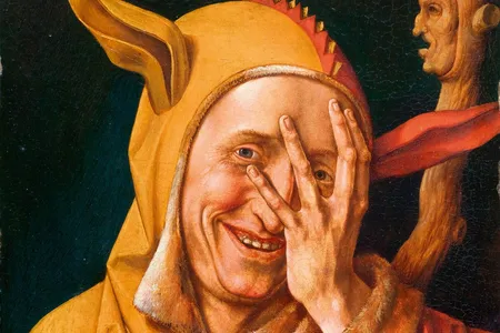 Portrait of a Jester looking through his fingers, circa 1548
