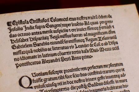 An authentic copy of a letter written by Christopher Columbus as displayed at the Vatican. The United States is returning to the Vatican Library a letter written by Christopher Columbus in 1493 announcing his discovery of the New World that was stolen and replaced with a forgery.