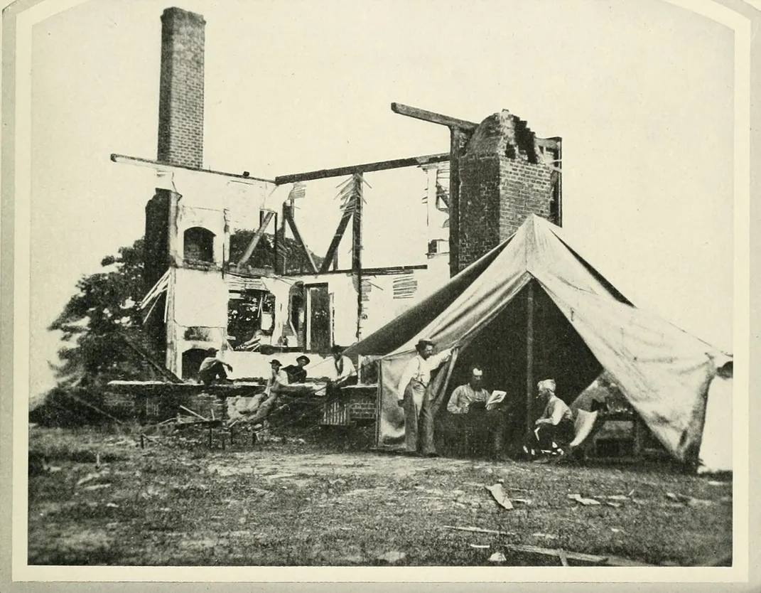 Photo of Henry House following the First Battle of Bull Run