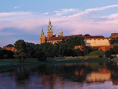 Vistula River and Wawel Castle in Krakow Poland