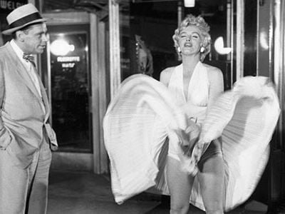 The ivory pleated dress worn by Marilyn Monroe in the 1955 comedy “The Seven Year itch” is the most popular attraction at the Debbie Reynolds Hollywood Motion Picture Museum.