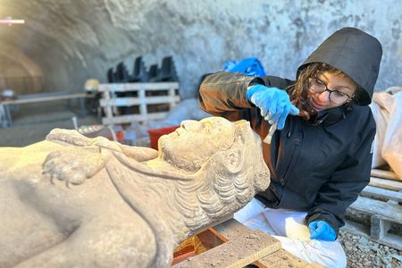 Construction workers in Rome were surprised when they discovered an ancient marble statue.