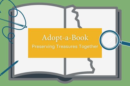 Introductory graphic for “Adopt-a-Book: Preserving Treasures Together” video series. (Smithsonian Libraries and Archives)