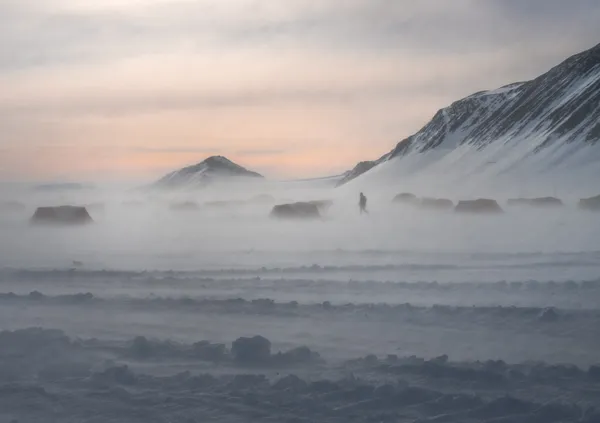 Extrem Windy Morning at the Base Camp of Antarctica thumbnail