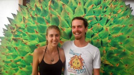 Oregon travelers Lindsay Gasik and Rob Culclasure, shown here in Penang, Malaysia, are currently in Southeast Asia on a nonstop year-long hunt for fresh durians.